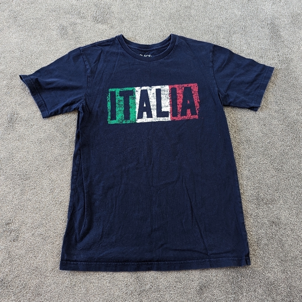 Children's Place Boy's Tshirt Italia Print Size Youth XL 14 Years Dark Blue